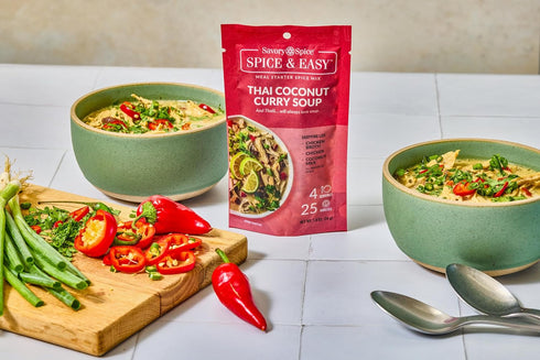 (1.9 oz) Savory Spice Thai Coconut Curry Soup Spice & Easy - Authentic Tom Kha Gai Soup Mix