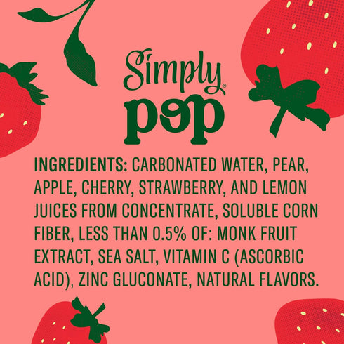 12 oz, 12 Pack Simply POP Prebiotic Soda Strawberry Cans, fl