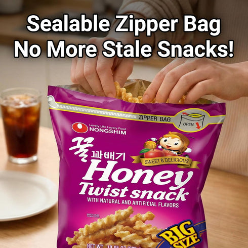 10.05 oz (1 Pack) Nongshim Honey Twist Snack, Sweet Crispy Korean Snack, Acacia Honey, Twisted Crinkle Shape, Crunchy