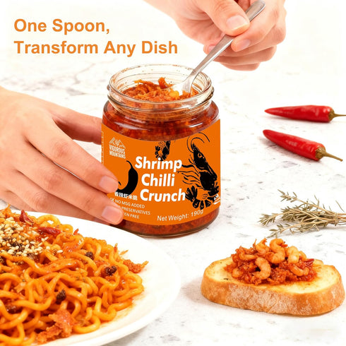 11% 6.7 oz (190g) VIGOROUS MOUNTAINS Shrimp Chili Crisp - Real Shrimp, Crunchy Shrimp Paste for Cooking, No MSG Gluten