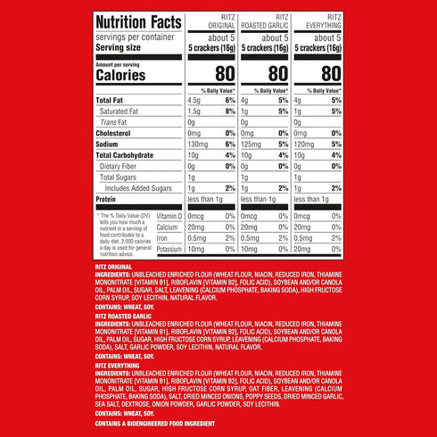 Pack, 8.85 oz (6 Packs) RITZ Fresh Stacks Original, Everything, and Garlic Butter Crackers Variety Travel Snacks, Multi