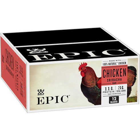 EPIC Bars, Chicken Sriracha, Keto and Paleo Friendly, Whole30 Approved, Gluten Free,