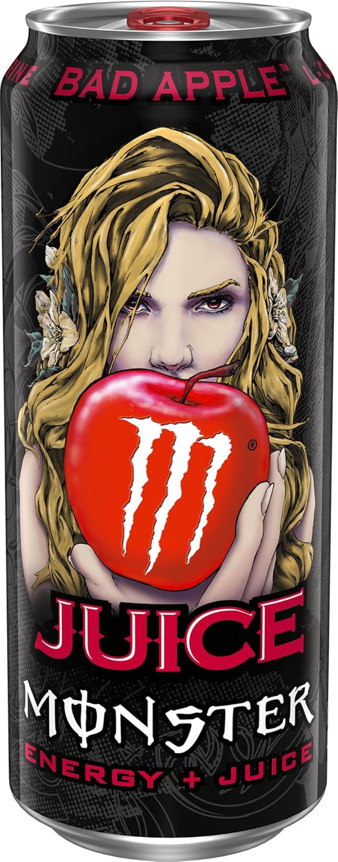 16 (Pack 15) Monster Energy Juice Bad Apple, Energy + Juice, Energy Drink, Ounce