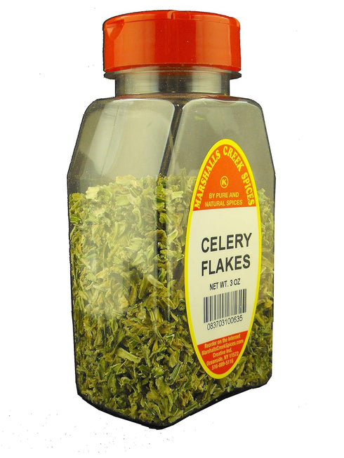Large Jars of Freshly Packed Celery Flakes, Spices, Herbs, Seasoning