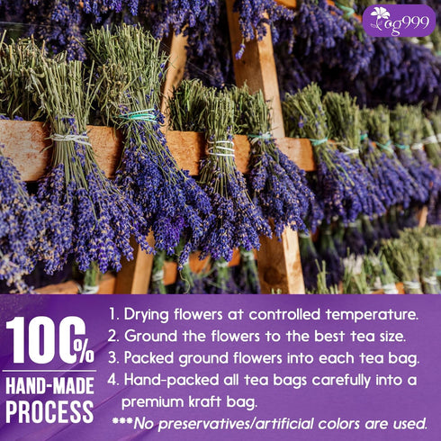 TOG999, 120 100% Premium Lavender Flower Tea Bags, Natural & Pure. Loose Flower Lavender Herbal Tea. No Sugar, No