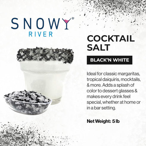 Rimmer, Rimming, (80oz Snowy River Blackn White Sugared Salt Blend - Naturally Colored Margarita Salt with Sugar