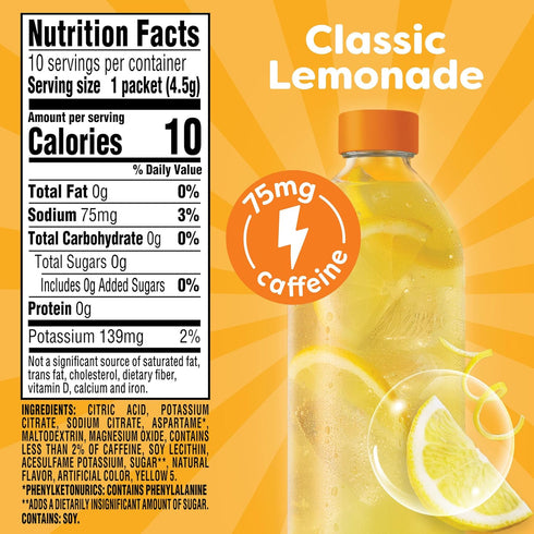 10 Packets Crystal Light Energy Boost Lemonade Drink Mix, ct On-the-Go