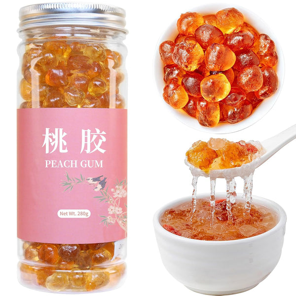 Wanhua Hall Dried Peach Gum Chinese Tao Jiao Natural Peach Resin 9.8oz