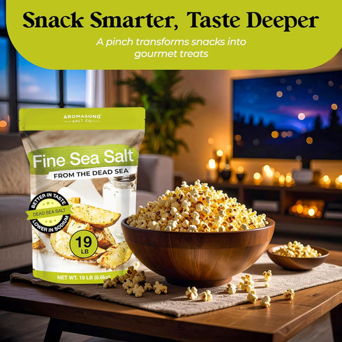 100% 19 Lb (Packaging Aromasong Sea Salt Natural Unrefined Gluten Free Fine Grain Table Salt - Large Bulk Resealable