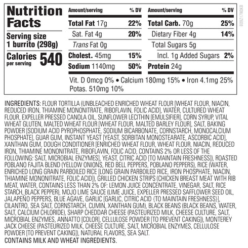 WHOLE FOODS MARKET KITCHENS 10.5 Whole Foods Market, Burrito Chicken Mojo, Ounce