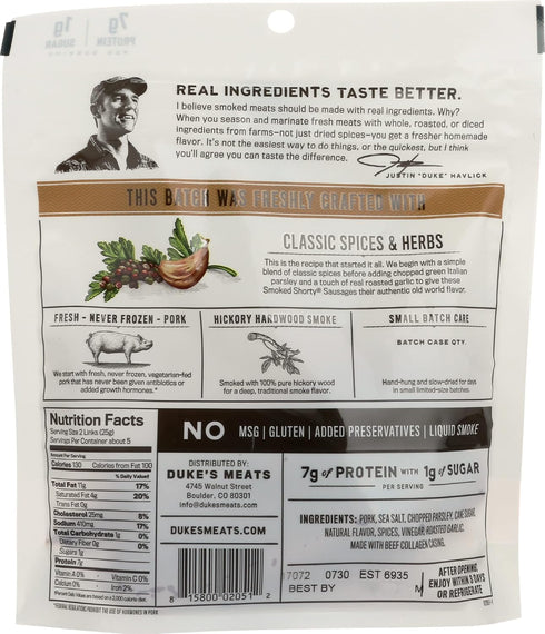 DUKES 4 OZ Jerky Sausages Shorty Smoked Orig