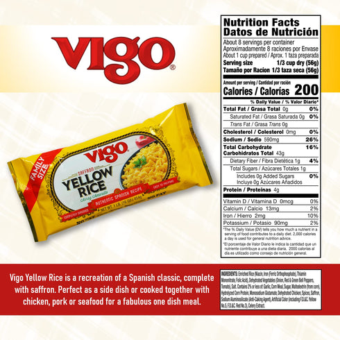 16oz 16 (Pack 12)) Vigo Authentic Saffron Yellow Rice, Low Fat, (Yellow Rice, Ounce