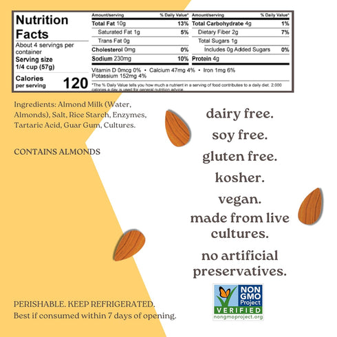 Kite Hill 8 Whipped Almond Milk Ricotta Cheese Alternative, Ounces, Dairy Free, Gluten Free, Non-GMO, Vegan