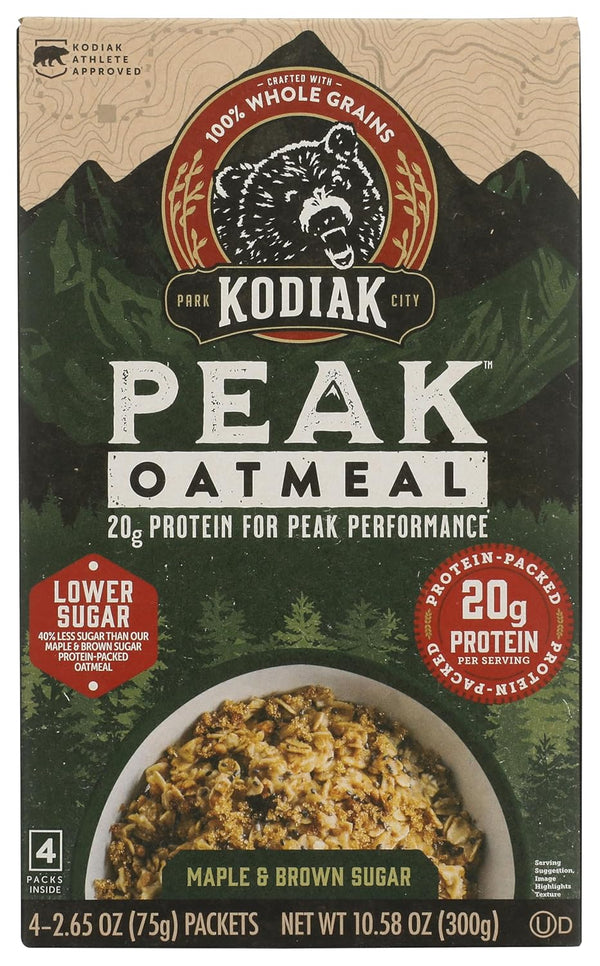 Kodiak Peak Instant Oatmeal Packets, Maple Brown Sugar, High Protein, 100% Whole