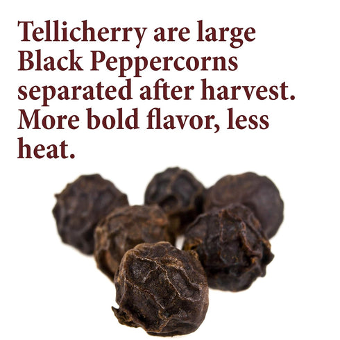 The Spice Way Whole Tellicherry Black Peppercorns, 4 oz Grinder Refill Bulk