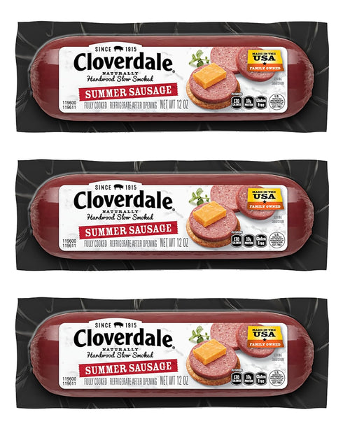 Cloverdale Cracker Size Summer Sausage 12 Ounce Gluten-Free, No Added MSG Summer