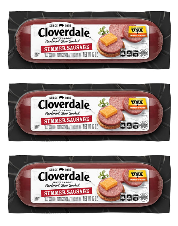 Cloverdale Cracker Size Summer Sausage 12 Ounce Gluten-Free, No Added MSG Summer