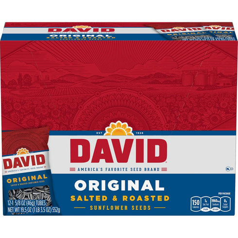 DAVID Sunflower Seeds, Original Flavor, 1.625 oz. (Pack of 12)