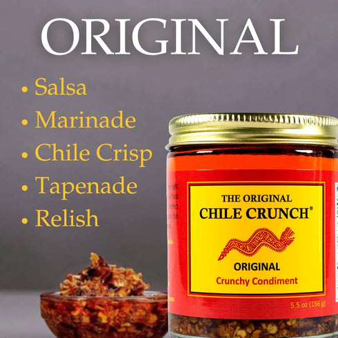 5.5oz (1 Pack) CHILE CRUNCH - Original Spicy Crunchy Condiment - All Natural Roasted Chili Peppers, Garlic & Onion