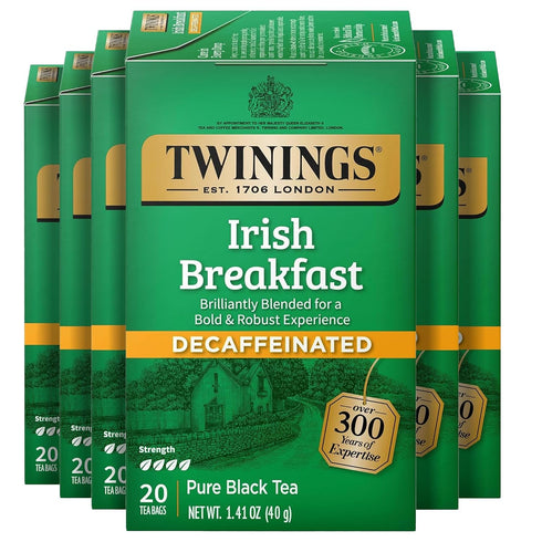 Twinings Decaffeinated Irish Breakfast Black Tea Individually Wrapped Bags, 20 Count (Pack