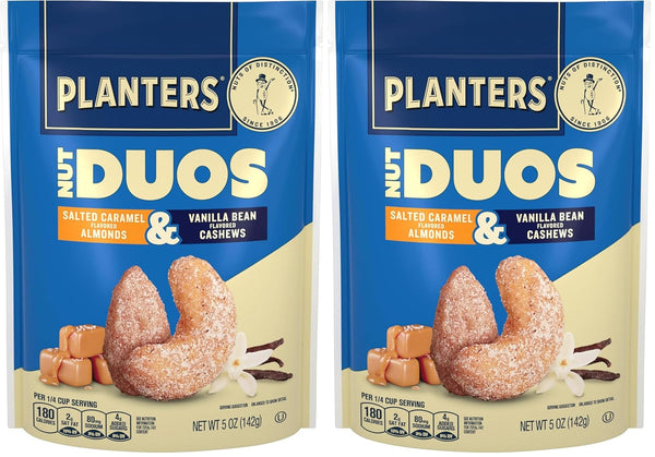 PLANTERS Nut Duos Salted Caramel Almond & Vanilla Bean Cashew, 5 oz
