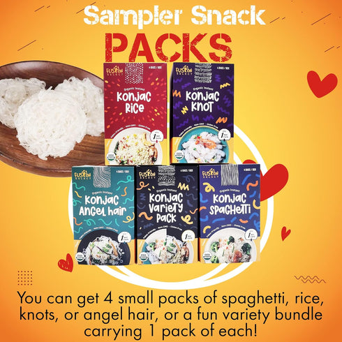 8 Packs Fusion Select Organic Konjac Noodles - Shirataki Rice Plant-Based Substitute - Vegan Konjac Rice