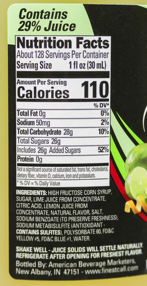 1 (128 Oz) Finest Call Premium Margarita Concentrate Drink Mix, Gallon Bottle Fl