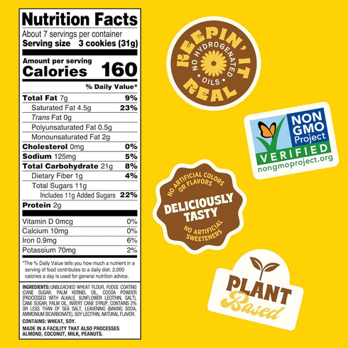 7.7 oz Back to Nature Fudge Striped Cookies, Plant-Based, Non-GMO, Made with Wheat Flour, Snack Happy, Box