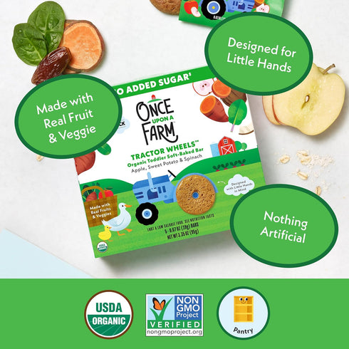 Once Upon a Farm Organic Toddler Snack Bars - Apple, Sweet Potato & Spinach