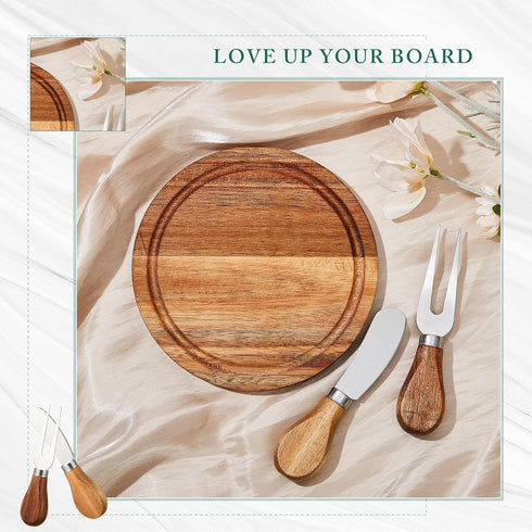 3 Sets Set Maxcheck Baby Shower Bridal Game Prizes for Winners Round Cheese Board Wood Mini Charcuterie Board