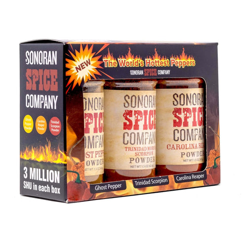 1.5 Oz Sonoran Spice Carolina Reaper, Trinidad Scorpion, Ghost Pepper Powder Gift Box