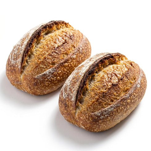 Krustik Whole Spelt Sourdough Bread, Pack of 2 Artisan Small Round Boule,