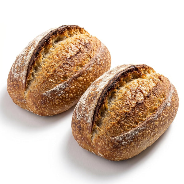 Krustik Whole Spelt Sourdough Bread, Pack of 2 Artisan Small Round Boule,