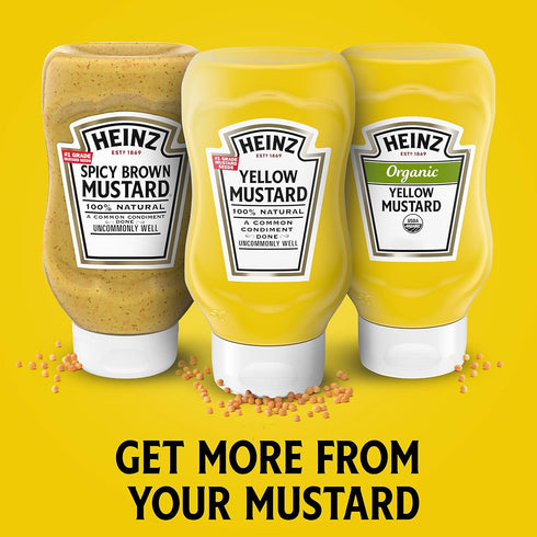 100% (12 Pack, 14 oz Heinz Natural Yellow Mustard ct Bottles)