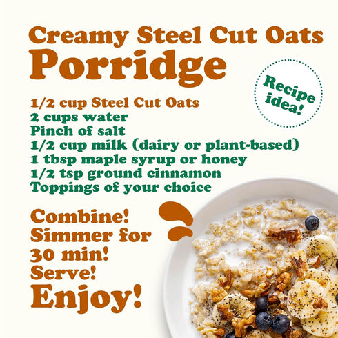 6 100% Food to Live Organic Steel Cut Oats, Pounds Whole Grain Irish Oats, Quick Cooking Oatmeal, Non-GMO Cereal
