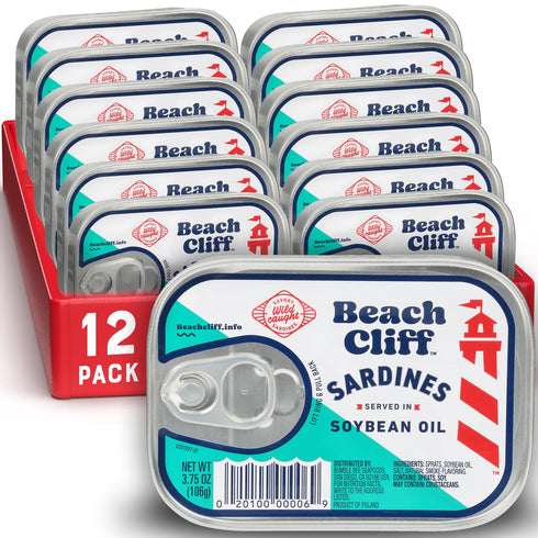 Beach Cliff Wild Caught Sardines in Soybean Oil, 3.75 oz Can (Pack