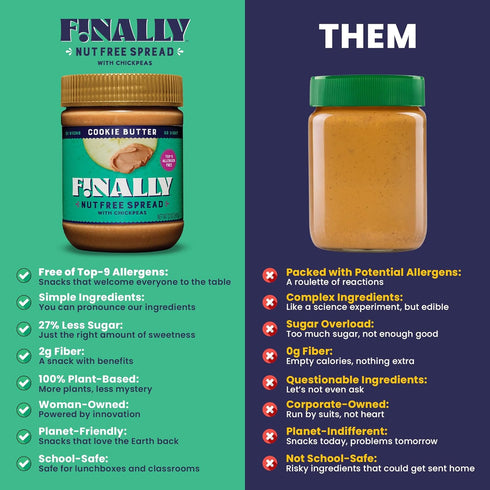 Top-9 Finally Nut Free Cookie Butter - Speculoos Inspired Spread, Lower Sugar, Allergen Free, Plant-Based Chickpea