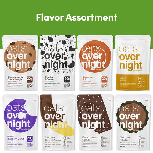 Pack (8 Pack Oats Overnight Dessert Variety - High Protein, High Fiber Breakfast Protein Shake - Gluten Free, Non GMO