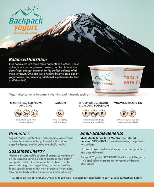 Backpack Yogurt 4 oz. (48 count) , Strawberry - Real Fruit Yogurt - No Fridge Needed - Kosher Certified - Gluten Free