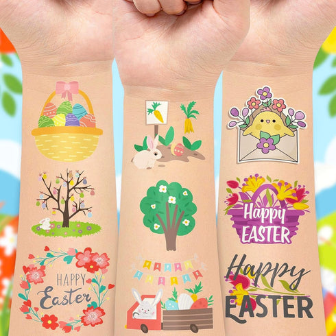 Platinum Series Set 60 Bulk Easter Eggs & Basket - Easter Hunt Bundle of Fillable Plastic Eggs, Tattoos, Candy Money