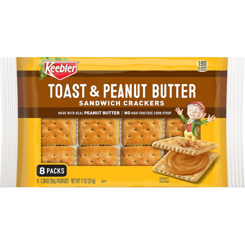 (12 96 Packs) Keebler Sandwich Crackers, Single Serve Snack Crackers, Office and Kids Snacks, Toast and Peanut Butter