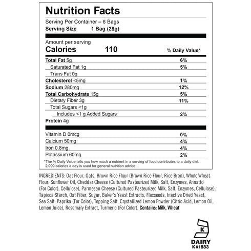 6 Count Munchkin Milkmakers Lactation Cheddar Crisps for Breastfeeding Moms with Oats and Flax