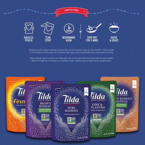 8.5 (Pack 6) Tilda Legendary Rice Steamed Basmati, Brown, Ounce