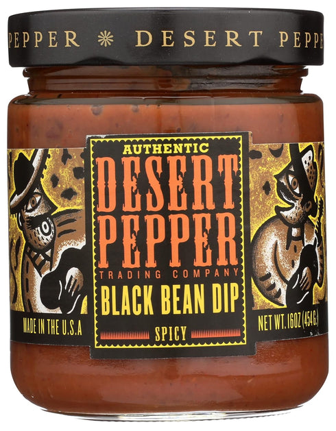 16 oz, Pack 1 Desert Pepper Spicy Black Bean Dip with Black Beans, Jalapeno Peppers and Fresh Vegetables, Gluten-Free