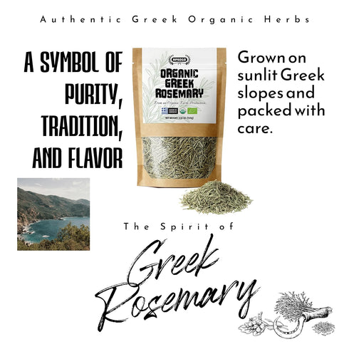 3.52oz APSOGO Organic Dried Rosemary Leaves - Resealable Pouch - Premium Greek Whole Leaves, Rich Aroma & Green Color