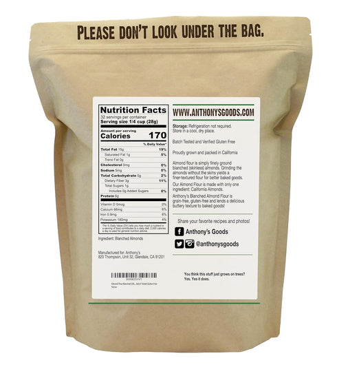 2 lb, Anthony's Blanched Almond Flour, Finely Ground, Gluten Free, Non GMO, Vegan, Keto Friendly