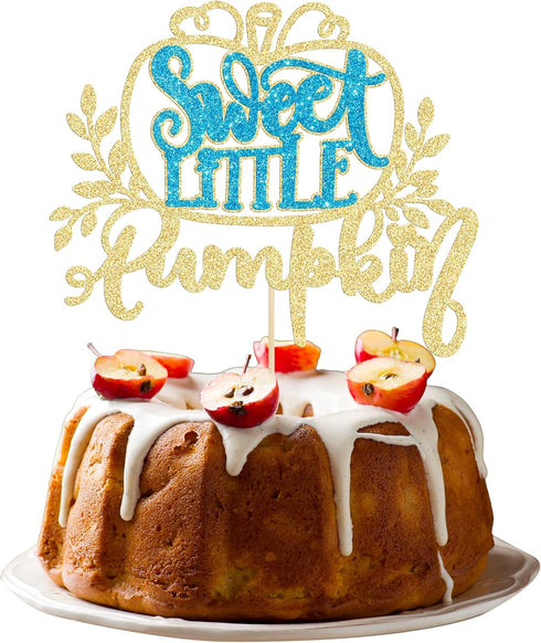 Gyufise 1Pc Sweet Little Pumpkin Cake Topper Glitter Fall Theme Little Pumpkin