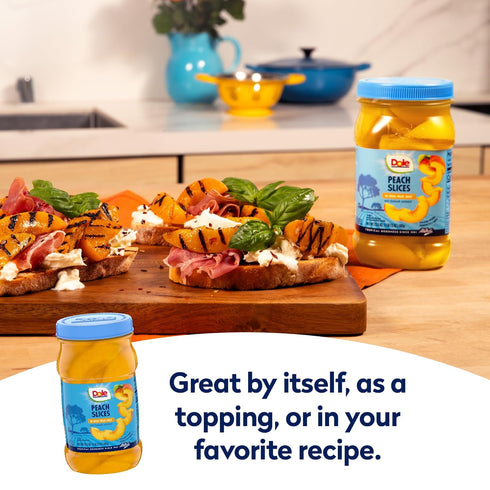 100% 23.5 (Pack 8) Dole Jarred Peaches Sliced Yellow Cling in Fruit Juice, Ounce Jar