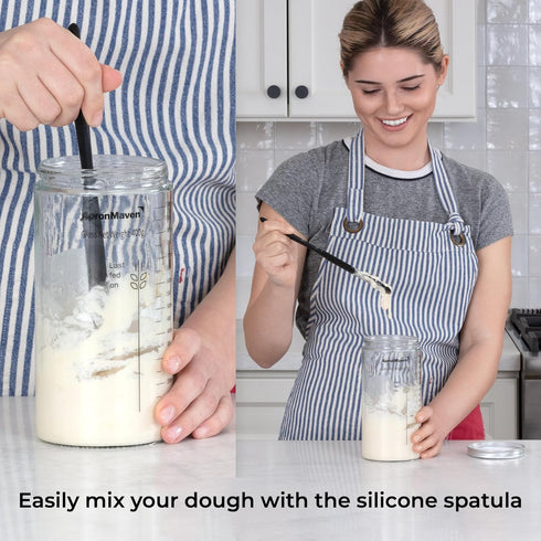 Complete Sourdough Starter Kit Glass Jar with Lid, Kitchen Scale and More | Useful Birthday Gifts for Women, Bakers