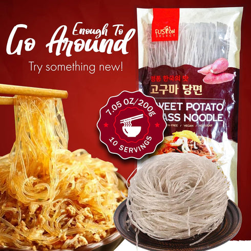 1 Pack 7.05oz Fusion Select Sweet Potato Glass Noodles - Japchae Noodles - Zero-Fat, Low-Calorie, No-Sodium